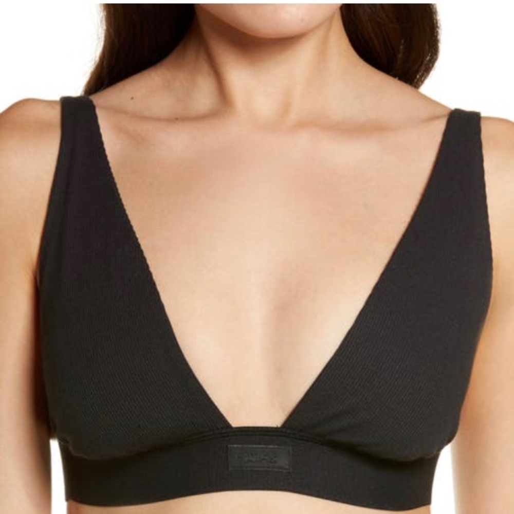 Skims rib stretch cotton plunge bralette